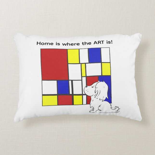 Cojín Decorativo Mondrian Inspirado Manzanilla (Anverso)