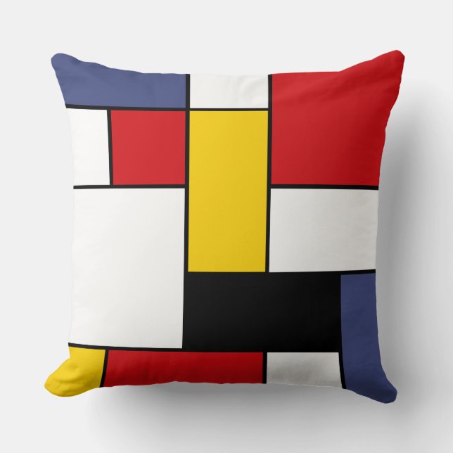 Cojín Decorativo Mondrian inspiró diseño (Anverso)
