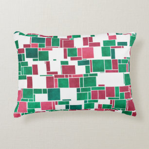 Cojín Decorativo Mondrian Navidades rojos y verdes audaces modernos