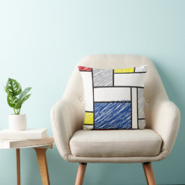 Cojín Decorativo Mondrian Scribbles Minimalista De Stijl Arte Moder