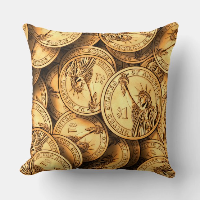 Cojín Decorativo Moneda estadounidense en dólares (Anverso)