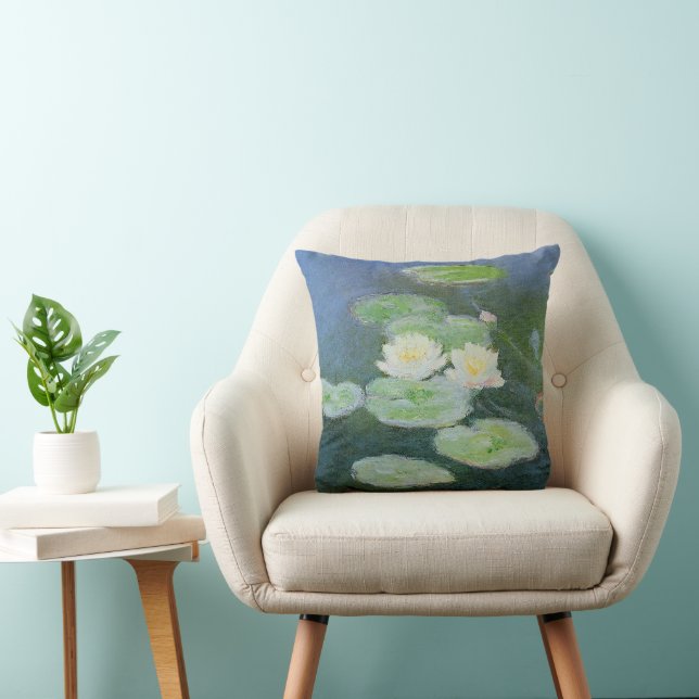 Cojín Decorativo Monet - Lilies de agua, efecto nocturno, (Silla)