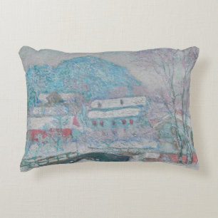 Cojín Decorativo Monet - Noruega, pueblo de Sandviken en la nieve