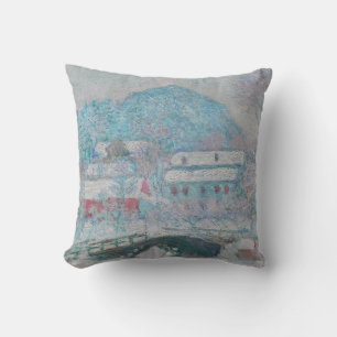 Cojín Decorativo Monet - Noruega, pueblo de Sandviken en la nieve