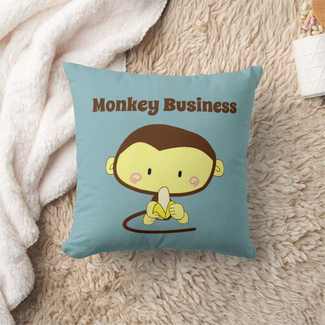 Cojín Decorativo Monkey Business Funny Personalizado Monkey Design (Manta)