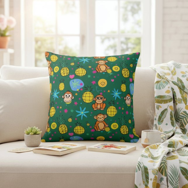 Cojín Decorativo Monkey Business Pattern (Subido por el creador)