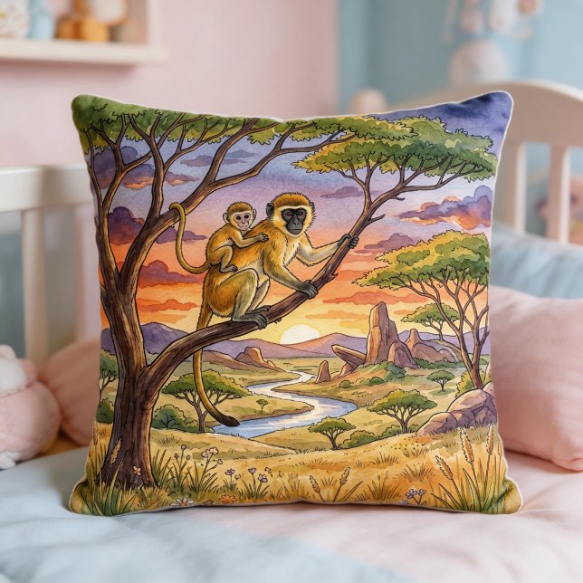 Cojín Decorativo Monkey Mama And Baby Safari Animals  (Subido por el creador)