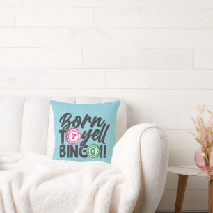 Cojín Decorativo Mono arte de palabra de Bingo de grito lindo