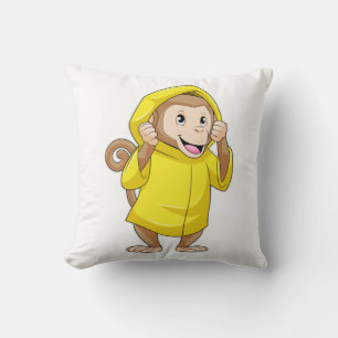 Cojín Decorativo Mono bajo la lluvia con impermeable