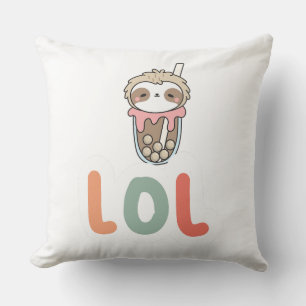 Cojín Decorativo Mono Bebé Kawaii Burbuja de Té LOL