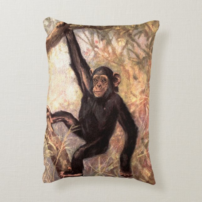 Cojín Decorativo Mono chimpancé por cisne CE, animales salvajes vin (Atrás (Vertical))