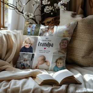 Cojín Decorativo Mono Colage de Fotos 'Te Queremos Abuelo'