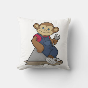 Cojín Decorativo Mono como mecánico con llave