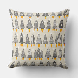 Cojín Decorativo mono de cohetes retro