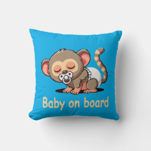 Cojín Decorativo Mono de dibujos animados lindo durmiendo Coche c