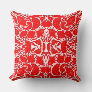 Cojín Decorativo Mono de flores de paisley rojo y blanco lindo