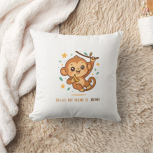 Cojín Decorativo Mono de rebote de plátano personalizado lindo anim