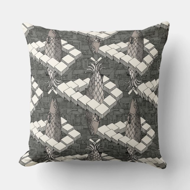 Cojín Decorativo mono de salmón de penrose (Anverso)