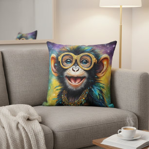 Cojín Decorativo Mono divertido con gafas de oro