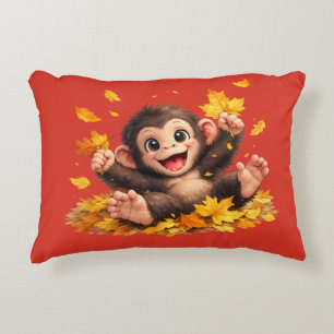 Cojín Decorativo Mono sonriente con grandes ojos juguetón tropical
