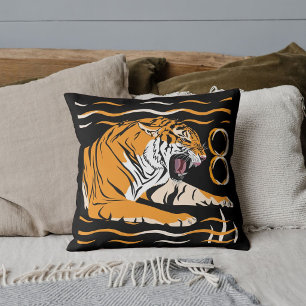 Cojín Decorativo Mono Tigre Gráfico Divertido Fauna Salvaje Safari 