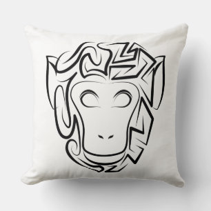 Cojín Decorativo Mono tribal blanco y negro