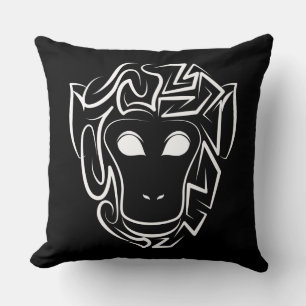 Cojín Decorativo Mono tribal blanco y negro