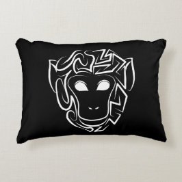 Cojín Decorativo Mono tribal blanco y negro