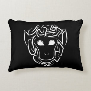 Cojín Decorativo Mono tribal blanco y negro