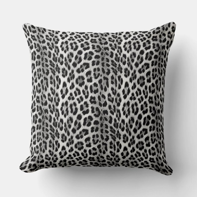 Cojín Decorativo Monocromo blanco y negro, patrón leopardo (Anverso)