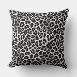 Cojín Decorativo Monocromo blanco y negro, patrón leopardo