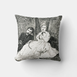 Cojín Decorativo Monocromo de la pareja victoriana vintage