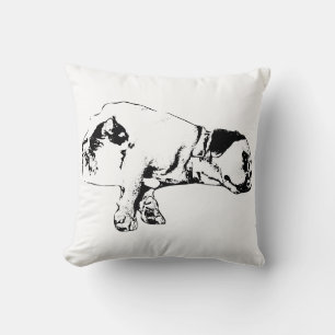 Cojín decorativo Monocromo de perros y gatos junto