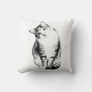 Cojín decorativo monocromo del gato del gato de la
