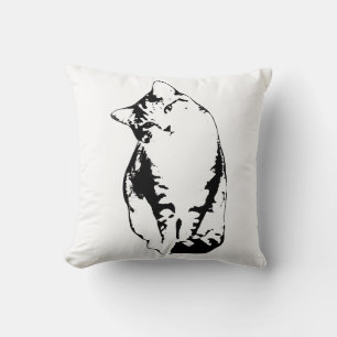Cojín decorativo monocromo del gato del gato de la