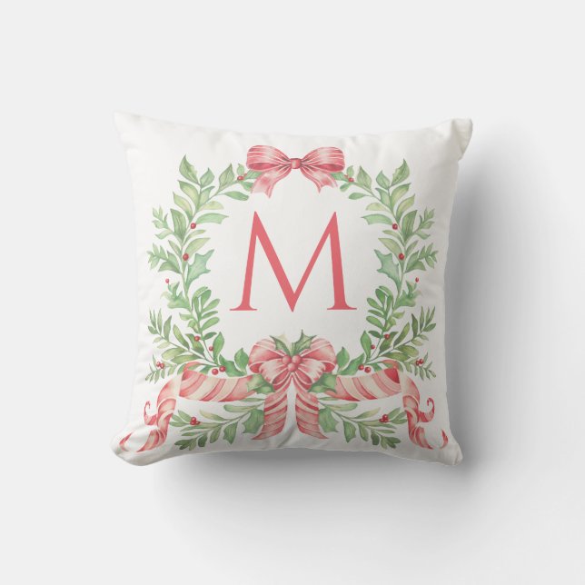 Cojín Decorativo Monogram Christmas Wreath (Anverso)