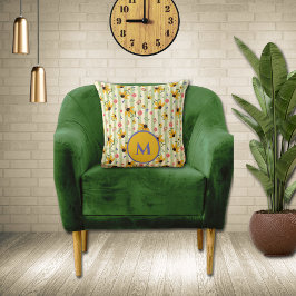 Cojín Decorativo Monogram Coneflower Butterfly Floral Patterned 