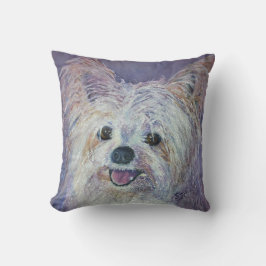 COJÍN DECORATIVO MONOGRAM CUTE BLANCO YORKIE MIX