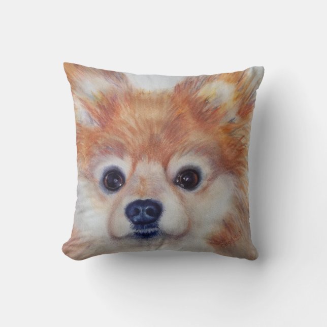 COJÍN DECORATIVO MONOGRAM CUTE GOLDEN POMERANIANO (Anverso)