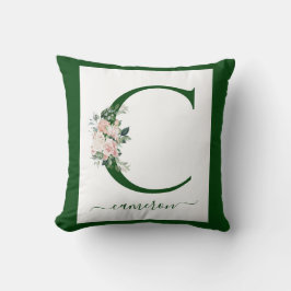 Cojín Decorativo Monogram Floral Letter C