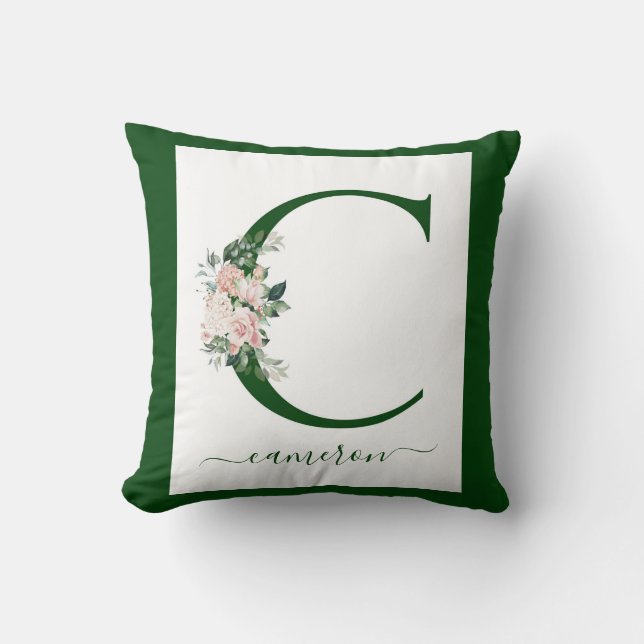 Cojín Decorativo Monogram Floral Letter C (Anverso)