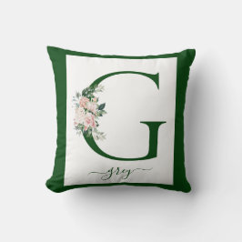 Cojín Decorativo Monogram Floral Letter G