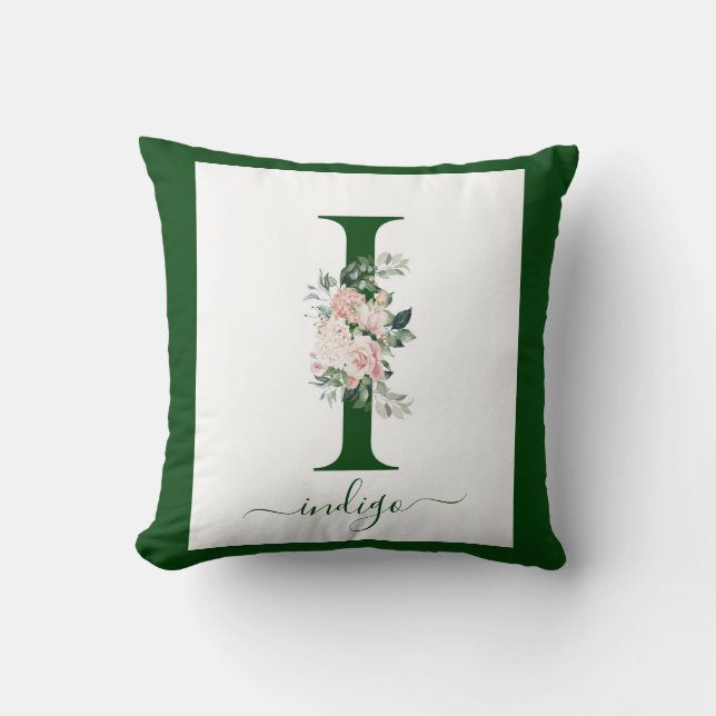 Cojín Decorativo Monogram Floral Letter I (Anverso)