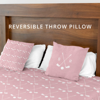 Cojín Decorativo Monogram Golf Club Pattern Pink Reversible Modern