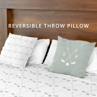 Cojín Decorativo Monogram Golf Club Pattern Sage Reversible Modern