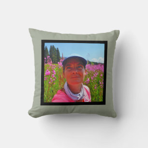 Cojín Decorativo MONOGRAM gris sólido y blanco añaden foto de insta