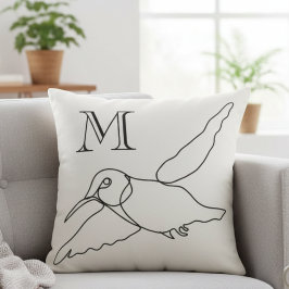 Cojín Decorativo Monogram Hummingbird Line Art