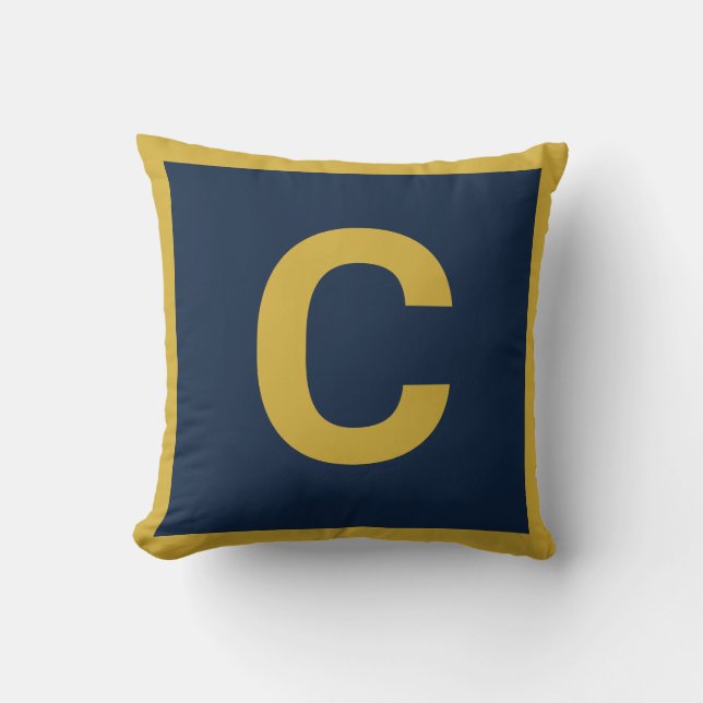 Cojín Decorativo MONOGRAM NAVY GOLD DOUBLESIDED Cushion Pillow (Anverso)