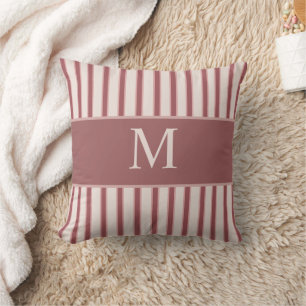 Cojín Decorativo Monogram Retro Hearts Pink Burgundy