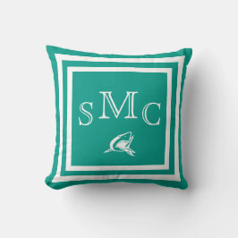 Cojín Decorativo MONOGRAM Sólido agua verde azulada azul Tiburón li